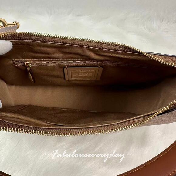 Coach Teri Hobo Bag Shoulder/Crossbody In Signature Canvas Tan/Brown CV940 NWT - Picture 9 of 10